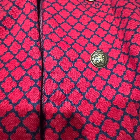 Tommy Hilfiger Women's Jacquard-Print Open-Front Jacket Large Red & Blue - Picture 3 of 10